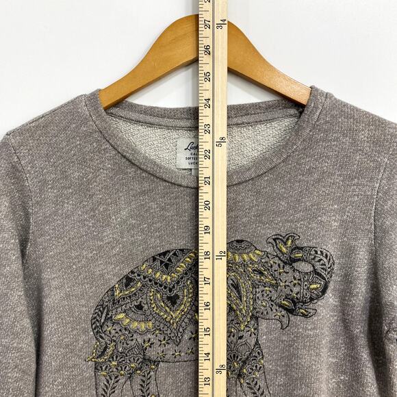 Lucky Brand Sweatshirt Women's Size Small Gray Softest Knitwear Elephant Print - Picture 5 of 8